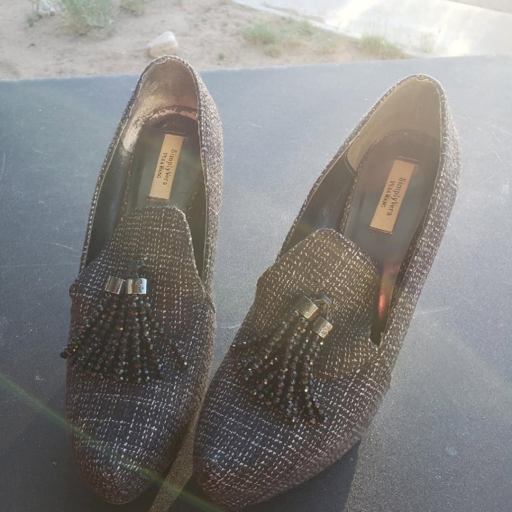 Simply Vera Vera Wang Black and Brown Tweed Loafers